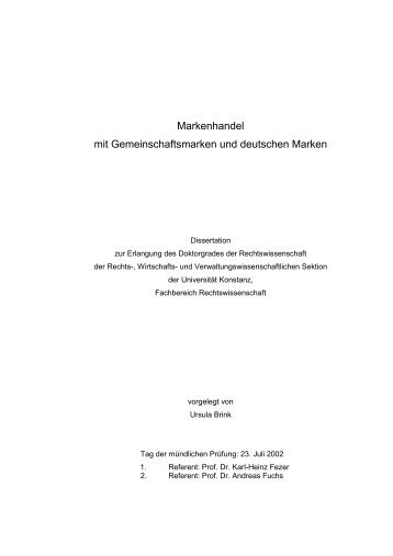 Markenhandel mit Gemeinschaftsmarken und deutschen Marken