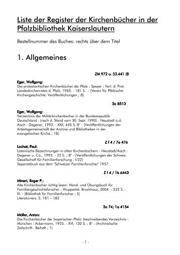 Liste für Genealogen 2009