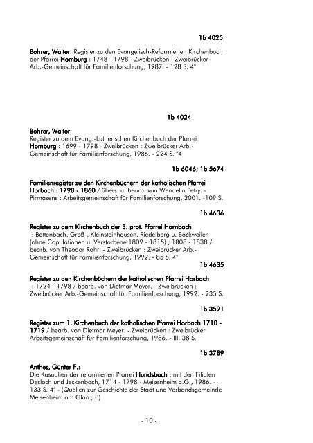 Liste für Genealogen 2009