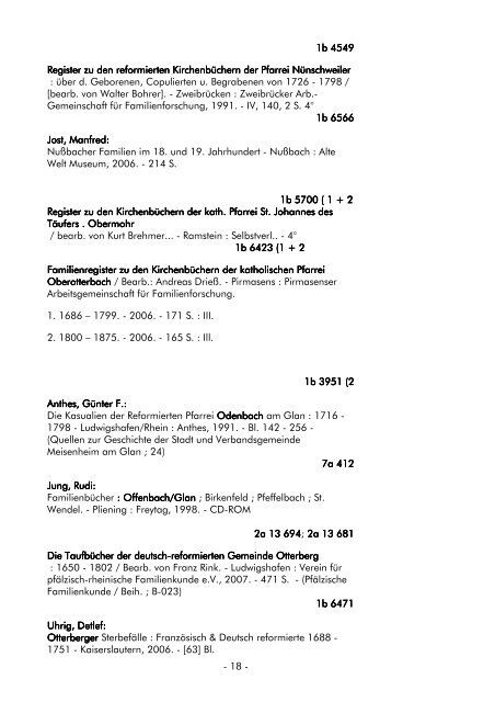 Liste für Genealogen 2009