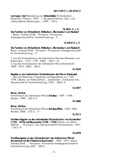 Liste für Genealogen 2009