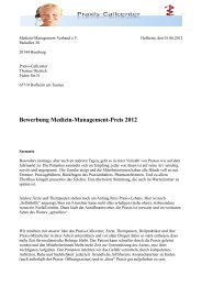 Bewerbung Medizin-Management-Preis 2012