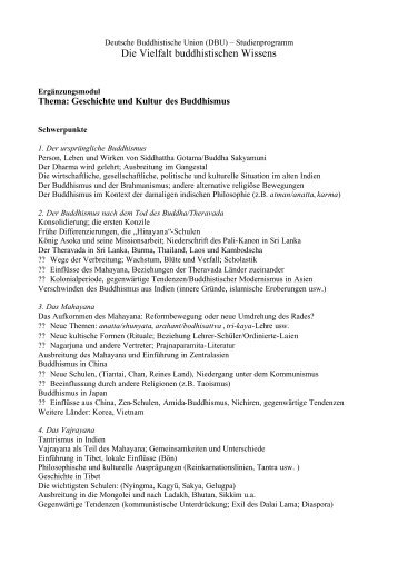 Geschichte und Kultur des Buddhismus - Studienprogramm der DBU