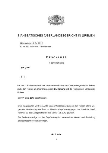 2 Ss 81/12 (pdf, 27 kB) - Hanseatisches Oberlandesgericht Bremen