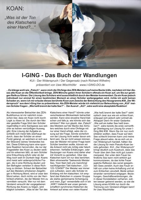 I-GING - Das Buch der Wandlungen KOAN: