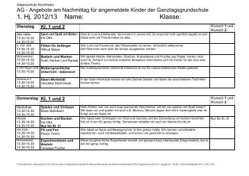 AG - Angebote - Alleenschule