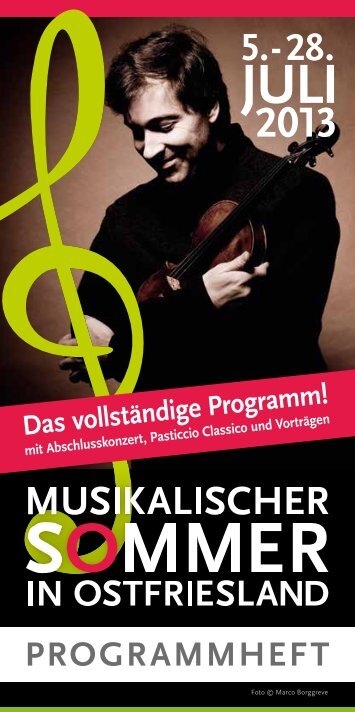 PROGRAMMHEFT - Musikalischer Sommer in Ostfriesland 2013