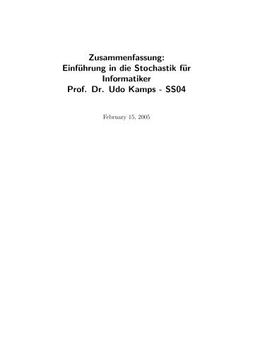 Zusammenfassung: Einführung in die Stochastik für ... - S-Inf