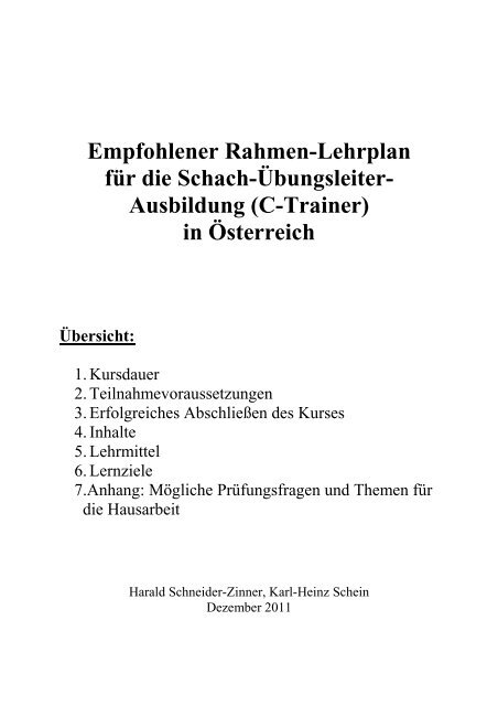 C-Trainer Rahmenlehrplan