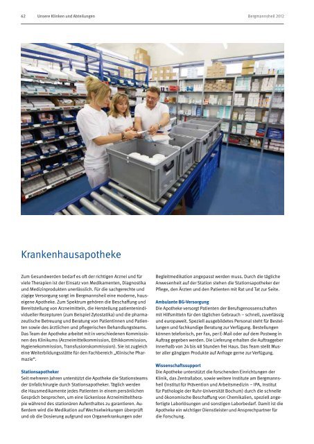 Jahresbericht 2012 - Berufsgenossenschaftliches ...