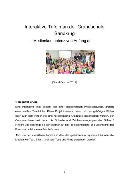 Konzept Interakive Tafeln An Der Grundschule Sandkrug