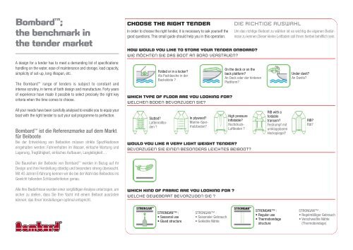 Bombard Tenders - zu Boote Pfister
