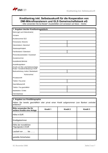 Kreditantrag inkl. Selbstauskunft - NordHand