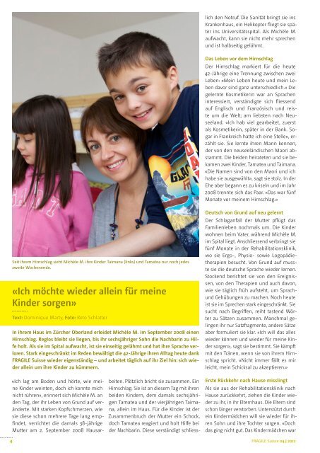 Michèle M.: «Meine Kinder geben mir Kraft» Seite 4 ... - Fragile Suisse