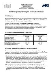 Ernährungsempfehlung bei Bluthochdruck / Hypertonie