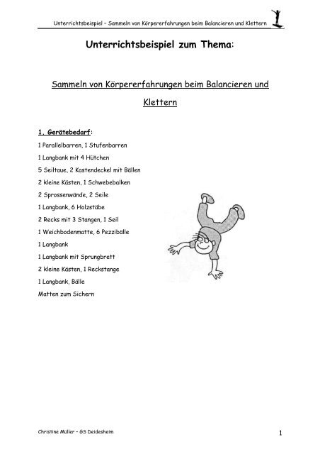 Sammeln von Körpererfahrungen beim Balancieren und Klettern