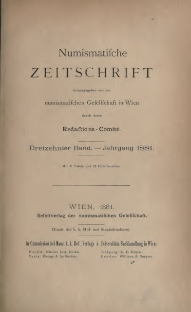 Numismatische Zeitschrift - Medievalcoinage.com