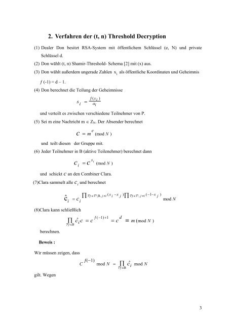 RSA-Threshold-Decryption - Institut für Theoretische Informatik