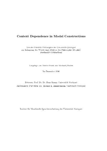 Context Dependence in Modal Constructions