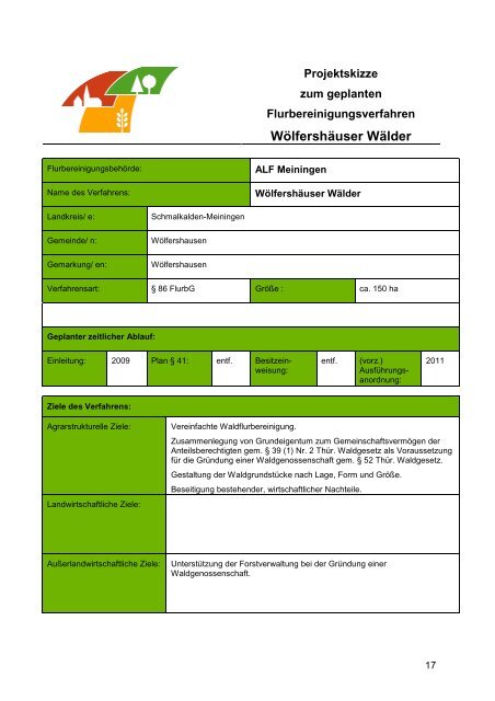 Flurbereinigungsprogramm 2009 für den Freistaat Thüringen ...