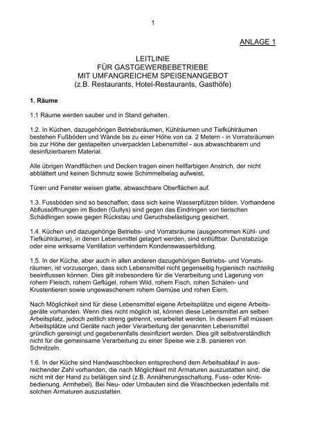 ANLAGE 1 LEITLINIE FÜR GASTGEWERBEBETRIEBE ... - Vorarlberg