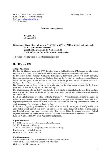 Dr. med. Cornelia Waldmann-Selsam Bamberg, den 15.02.2007 ...