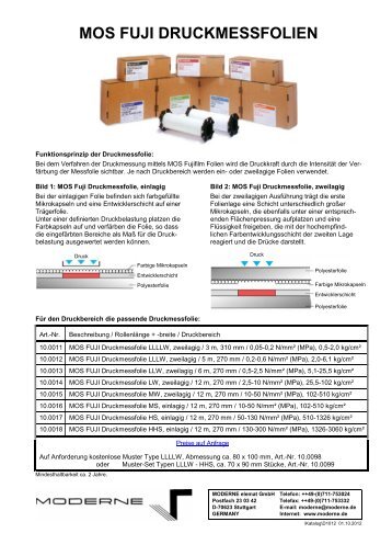 MOS FUJI DRUCKMESSFOLIEN - MODERNE elemat GmbH