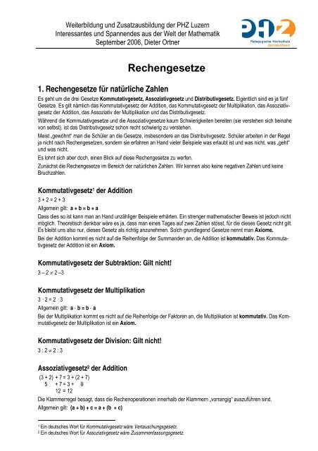 Rechengesetze - Dieterortner.ch