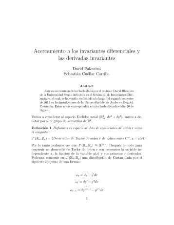 Acercamiento a los invariantes diferenciales y las derivadas ...