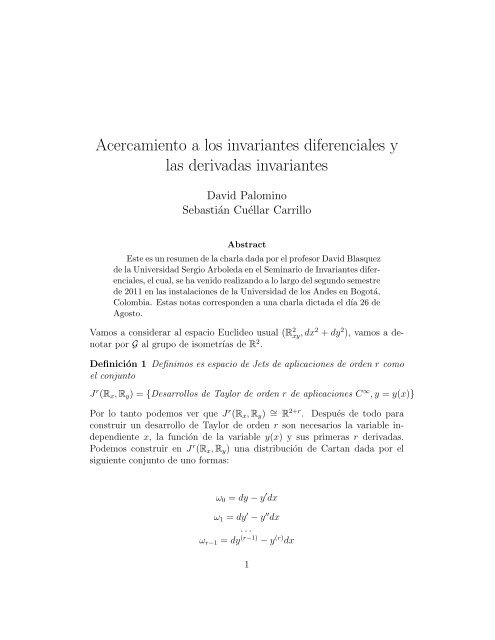 Acercamiento a los invariantes diferenciales y las derivadas ...