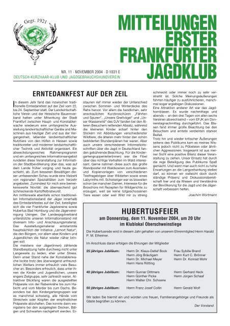 MITTEILUNGEN ERSTER FRANKFURTER JAGDKLUB