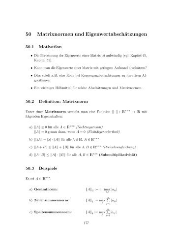 Matrixnormen und Eigenwertabschäatzungen