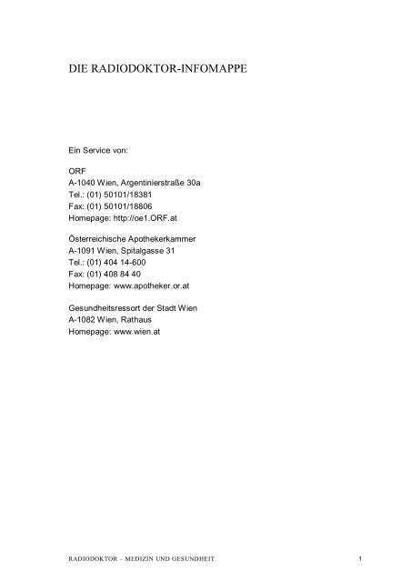 Alternsforschung - Online-Infomappe - Ö1 - ORF