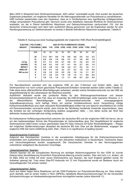 polycarbonat-sichtscheiben in werkzeugmaschinen - VDW