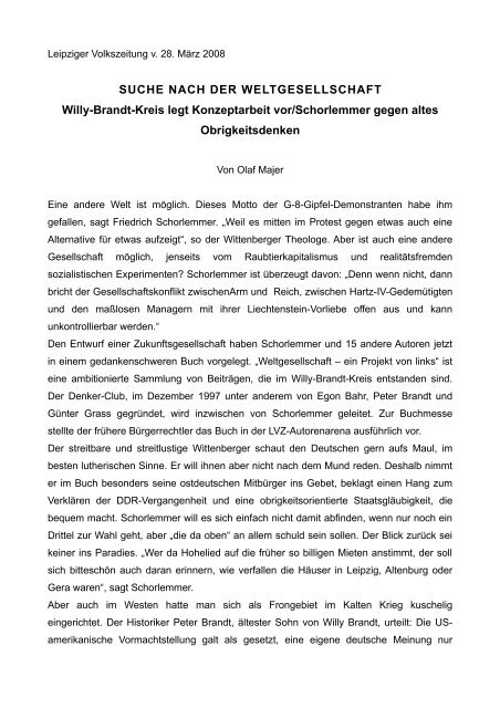 Rezension von Olaf Majer - Willy-Brandt-Kreis