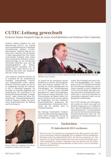 1. Ausgabe 2013 - TU Clausthal