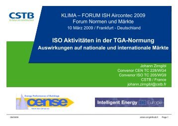 ISO Aktivitäten in der TGA-Normung - Fachverband Gebäude-Klima ...