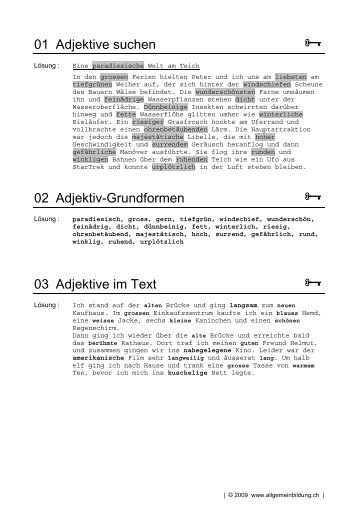 01 Adjektive suchen - Allgemeinbildung.ch