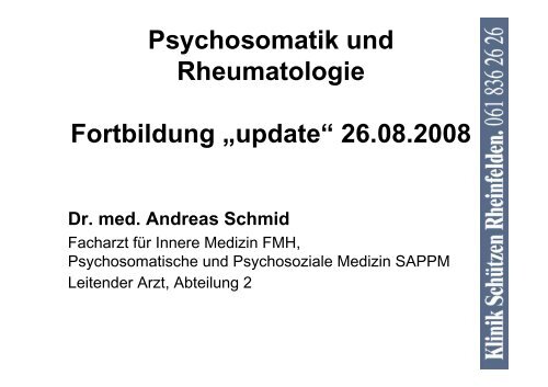 Referatsunterlagen Dr. med. Andreas Schmid