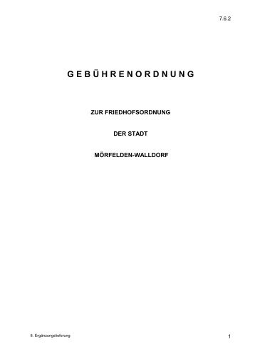 Gebührenordnung zur Friedhofsordnung - Mörfelden-Walldorf