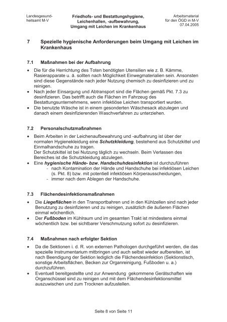 Leitlinien zur Austattung von Leichenhallen