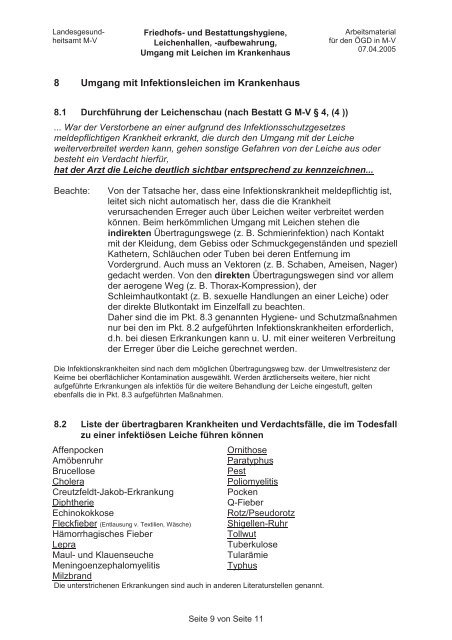 Leitlinien zur Austattung von Leichenhallen