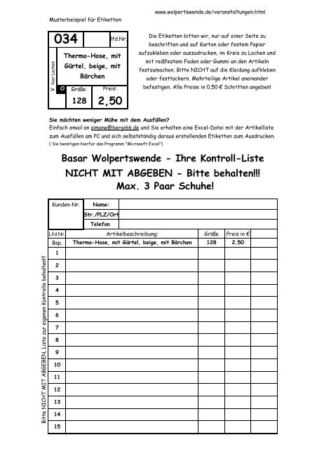 Basar_Artikelliste_leer_0209 Gemeinde - Gemeinde Wolpertswende