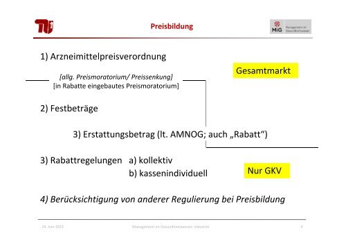 Preisbildung - Fachgebiet Management im Gesundheitswesen