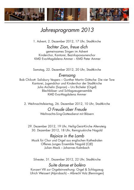 Jahresprogramm "Kirchenmusik in Nagold" - Evangelische ...