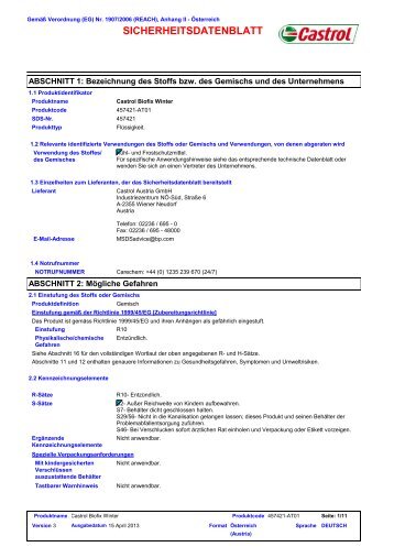SICHERHEITSDATENBLATT - BP