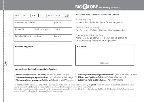 Adrenogenitales Syndrom (AGS) - Bioglobe