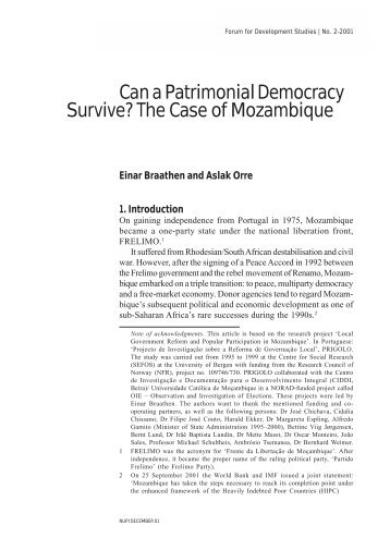 Can a Patrimonial Democracy Survive? The Case of Mozambique