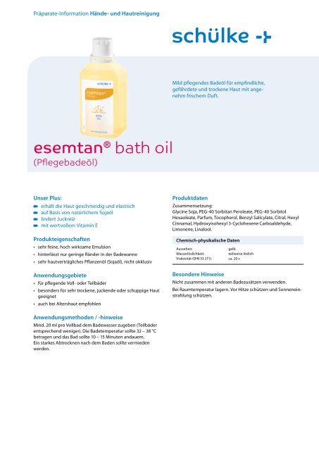 esemtan® bath oil - Schülke & Mayr