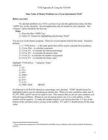 Time Value of Money Problems on a Texas Instruments TI-83